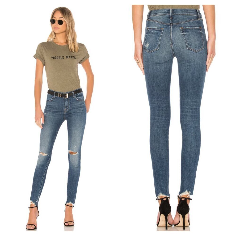 J Brand Maria High Rise Skinny Jeans Distressed in Revoke Destruct Blue Size 27